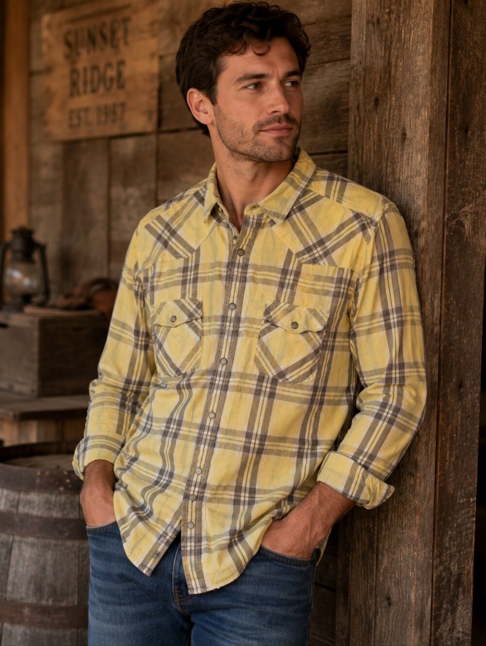 Men's Sz XL Long Sleeve Western Shirt